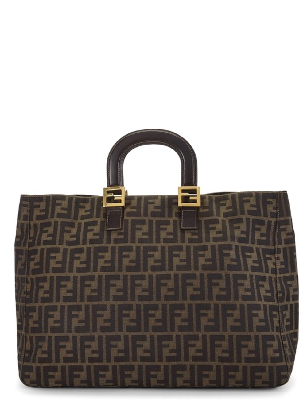 Vintage Fendi Brown Zucca FF Monogram Cabas Large Twin Tote with CoA - EUC